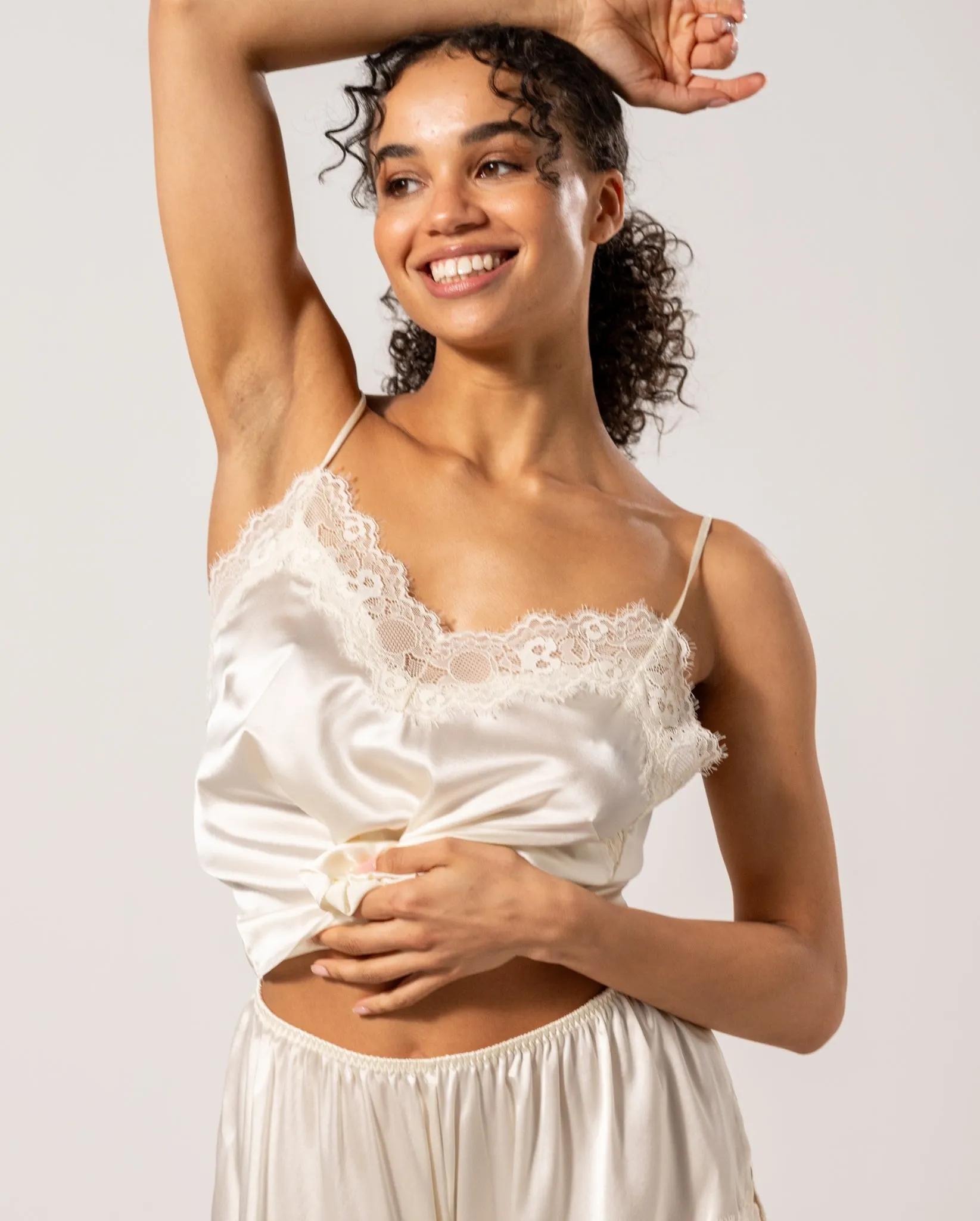 Silk Lace Camisole Cream White