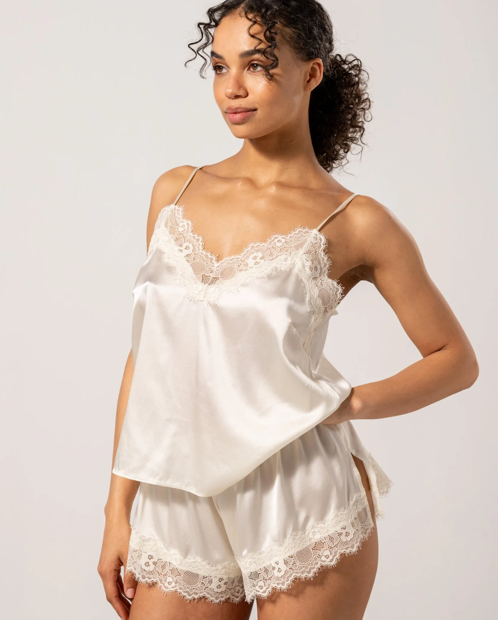Silk Lace Camisole Cream White