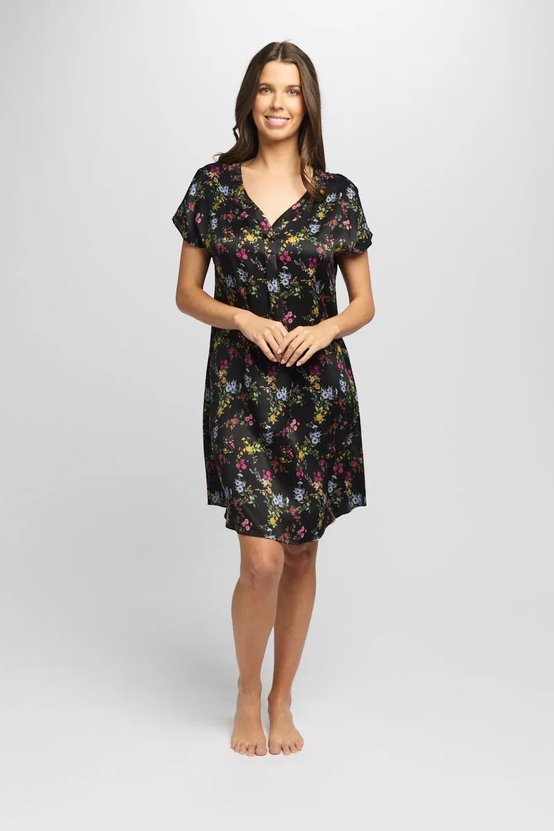 Silk Sleepshirt Midnight Garden