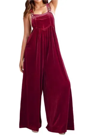 TEEK - Pocketed Wide Strap Wide Leg Overalls