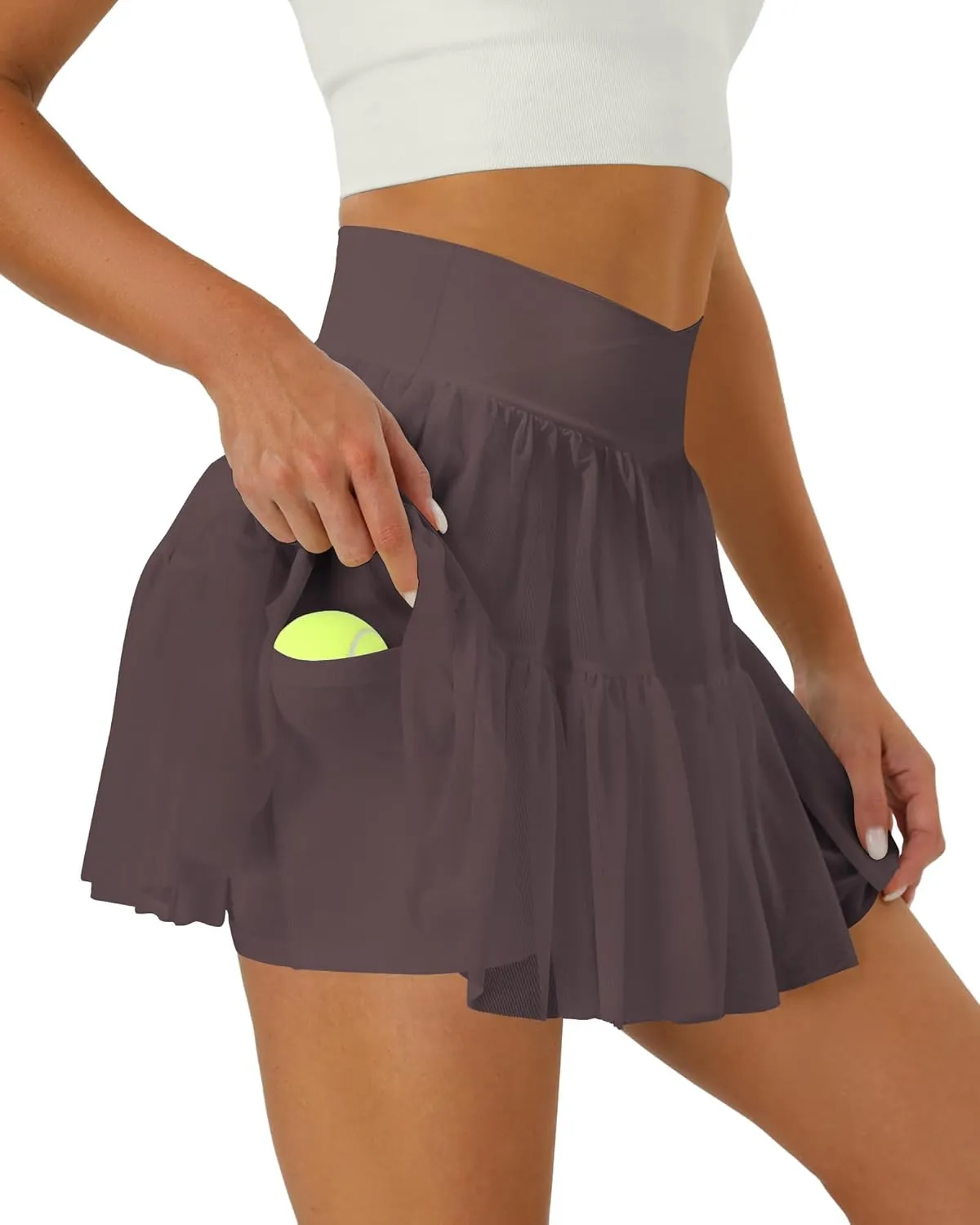 Tennis Skirts for Women Golf Skirt with Shorts Underneath Crossover Athletic Pleated Tulle Skorts with Pockets