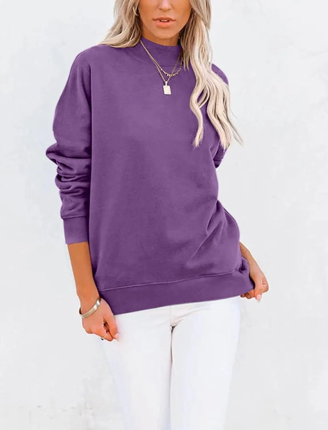 TICTICMIMI Women's Casual Long Sleeve Sweatshirt Tops Mock Turtleneck Lightweight Tunic Fall Pullover with Pocket