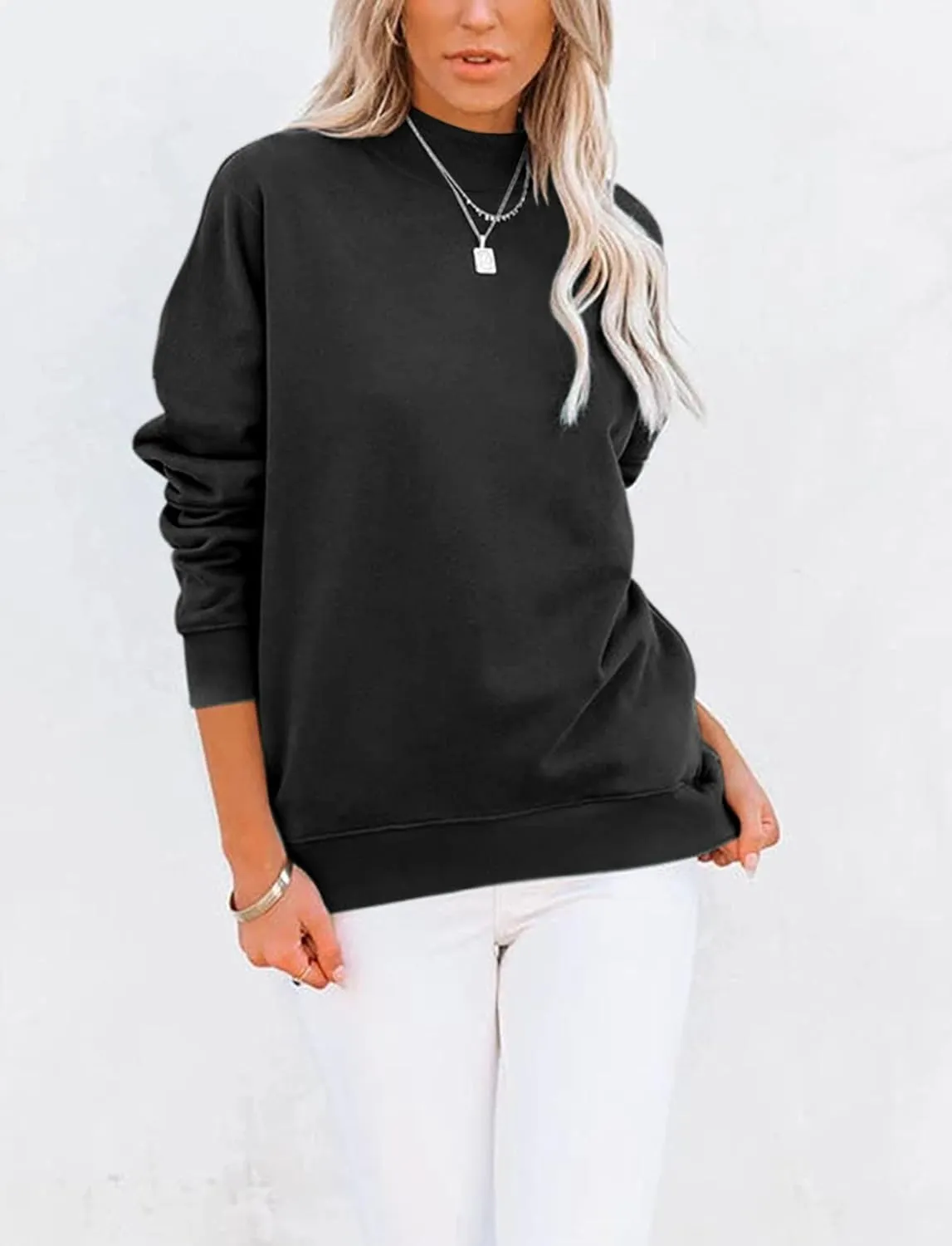 TICTICMIMI Women's Casual Long Sleeve Sweatshirt Tops Mock Turtleneck Lightweight Tunic Fall Pullover with Pocket