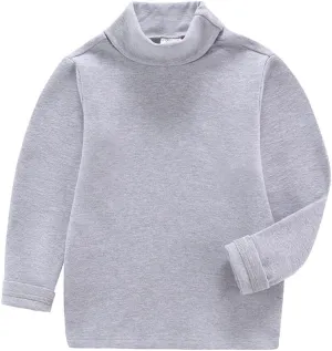 Toddler Baby Girl Boys Basic Solid Color Turtleneck T-Shirt Kid Cotton Long Sleeve Pullover Blouse Top