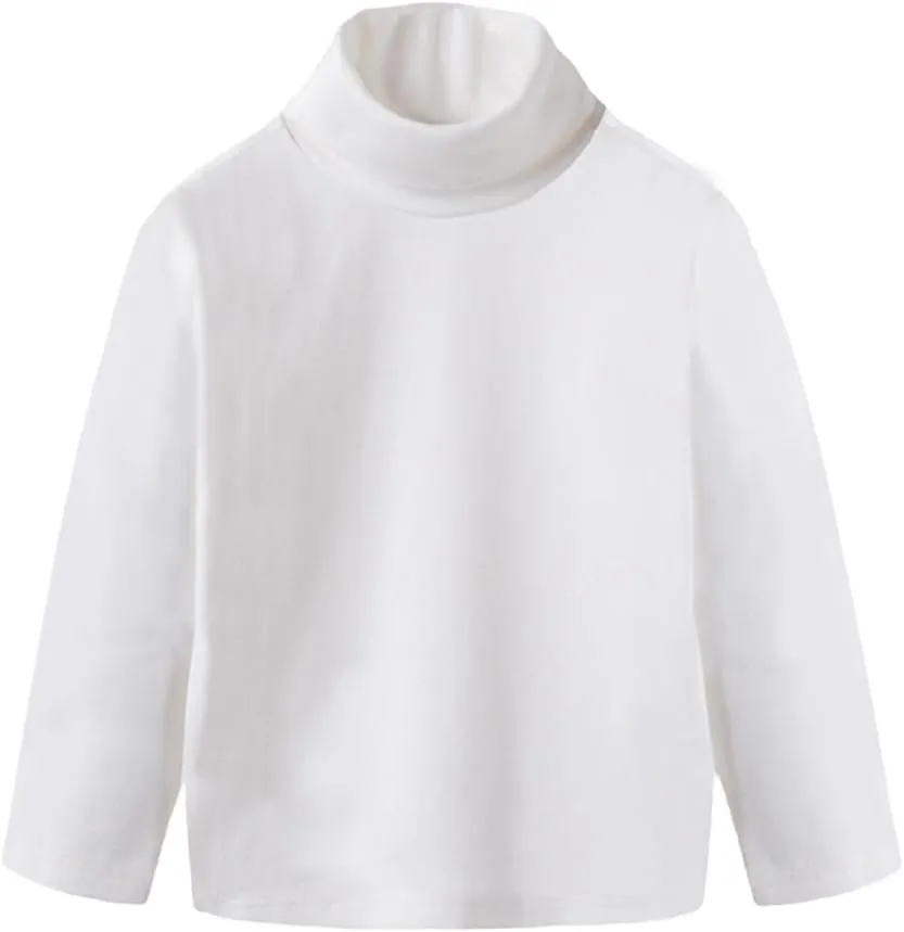 Toddler Baby Girl Boys Basic Solid Color Turtleneck T-Shirt Kid Cotton Long Sleeve Pullover Blouse Top