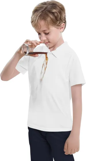 Toddler to Youth Stain Resistant Polo Shirts Kids Collared Golf T-Shirt School Uniform for Boys and Girls