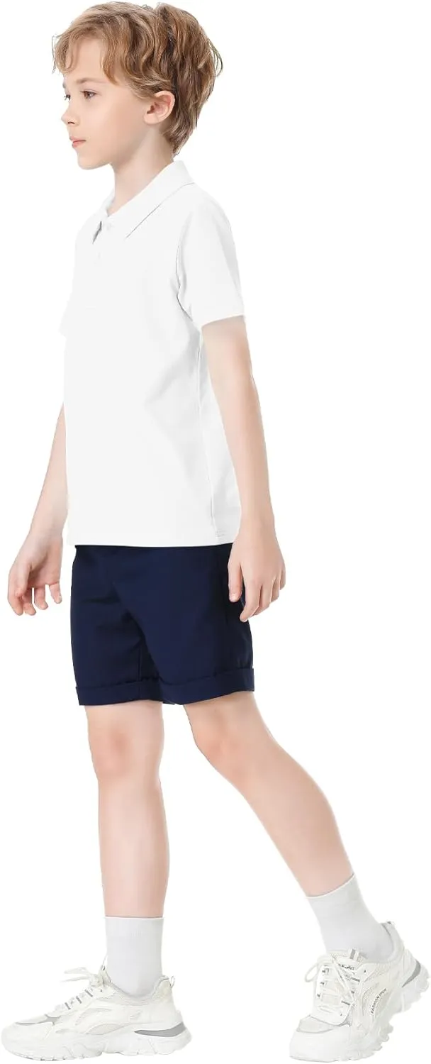 Toddler to Youth Stain Resistant Polo Shirts Kids Collared Golf T-Shirt School Uniform for Boys and Girls