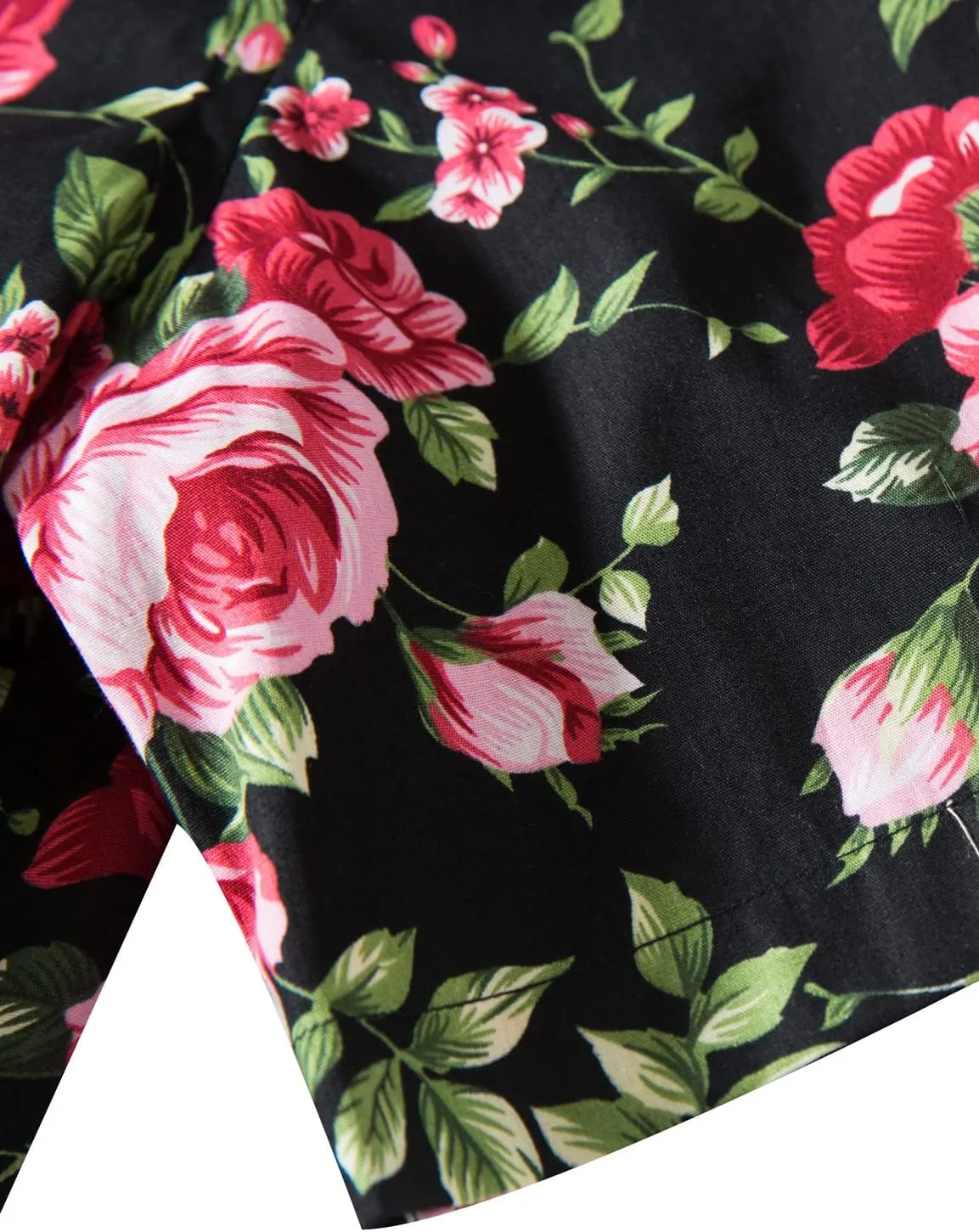 TUNEVUSE Men Floral Shirt Short Sleeve Button Down Flower Shirt Summer Beach Hawaiian Shirt Cotton