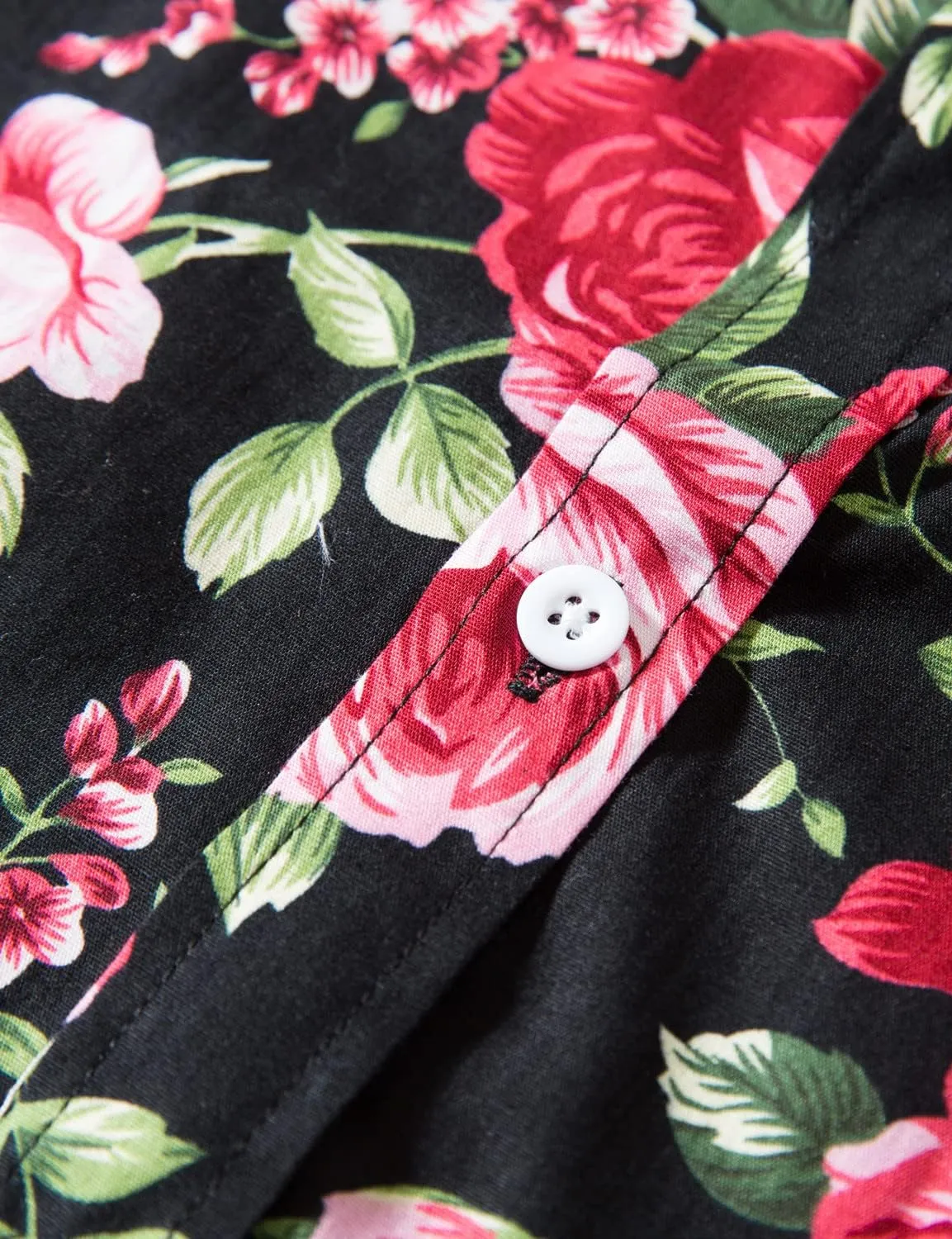 TUNEVUSE Men Floral Shirt Short Sleeve Button Down Flower Shirt Summer Beach Hawaiian Shirt Cotton