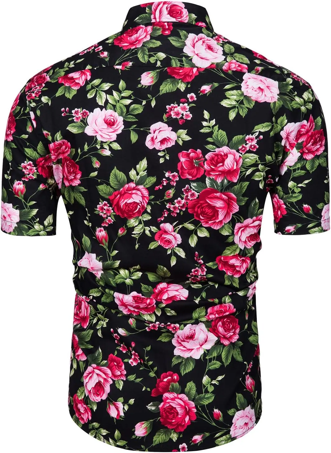 TUNEVUSE Men Floral Shirt Short Sleeve Button Down Flower Shirt Summer Beach Hawaiian Shirt Cotton