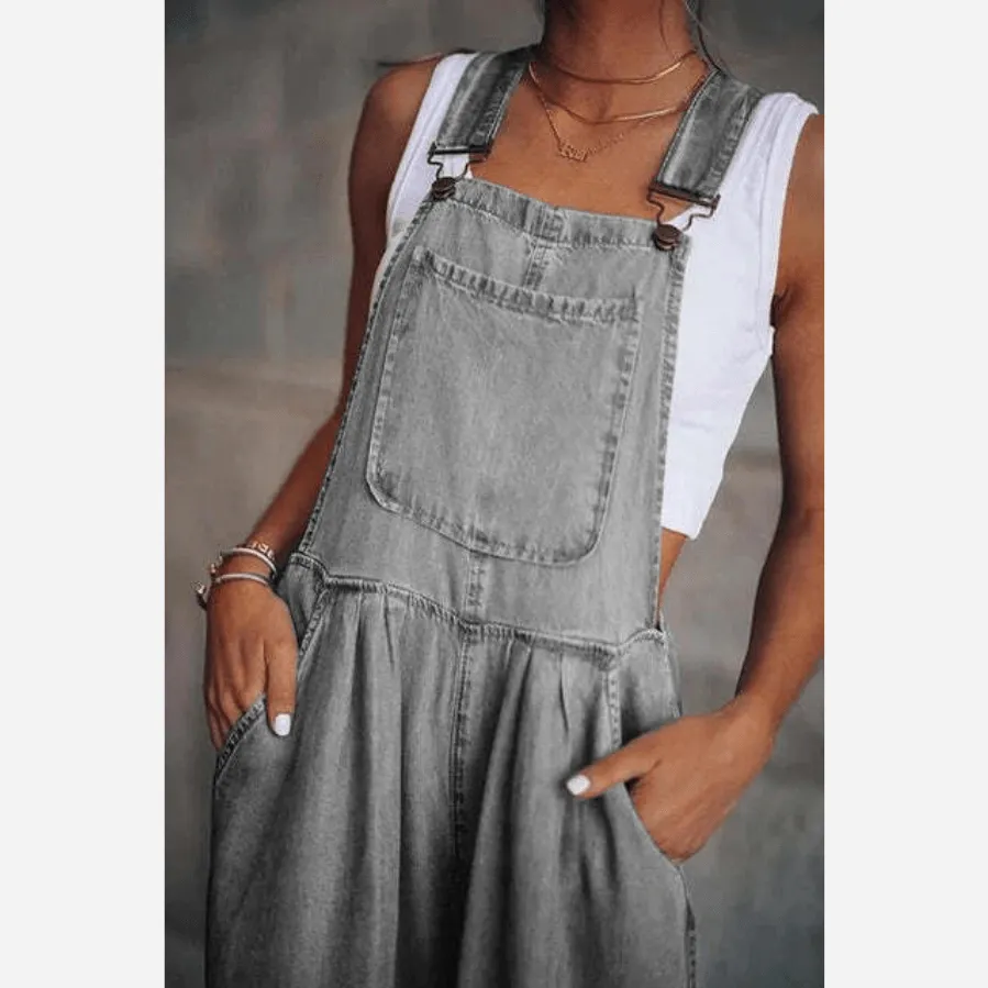 Vintage Boho Denim Wide Leg Overalls