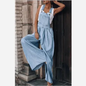 Vintage Boho Denim Wide Leg Overalls