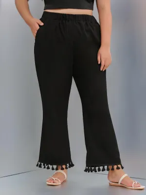 Wide-Leg Tassel Pants