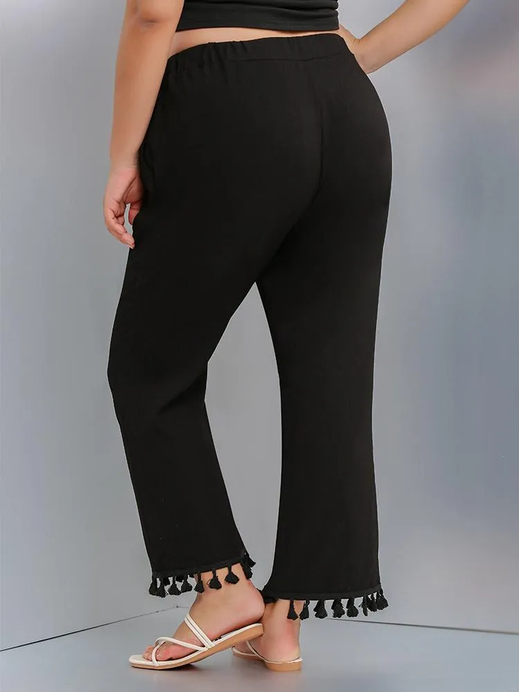 Wide-Leg Tassel Pants