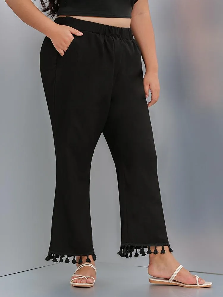 Wide-Leg Tassel Pants