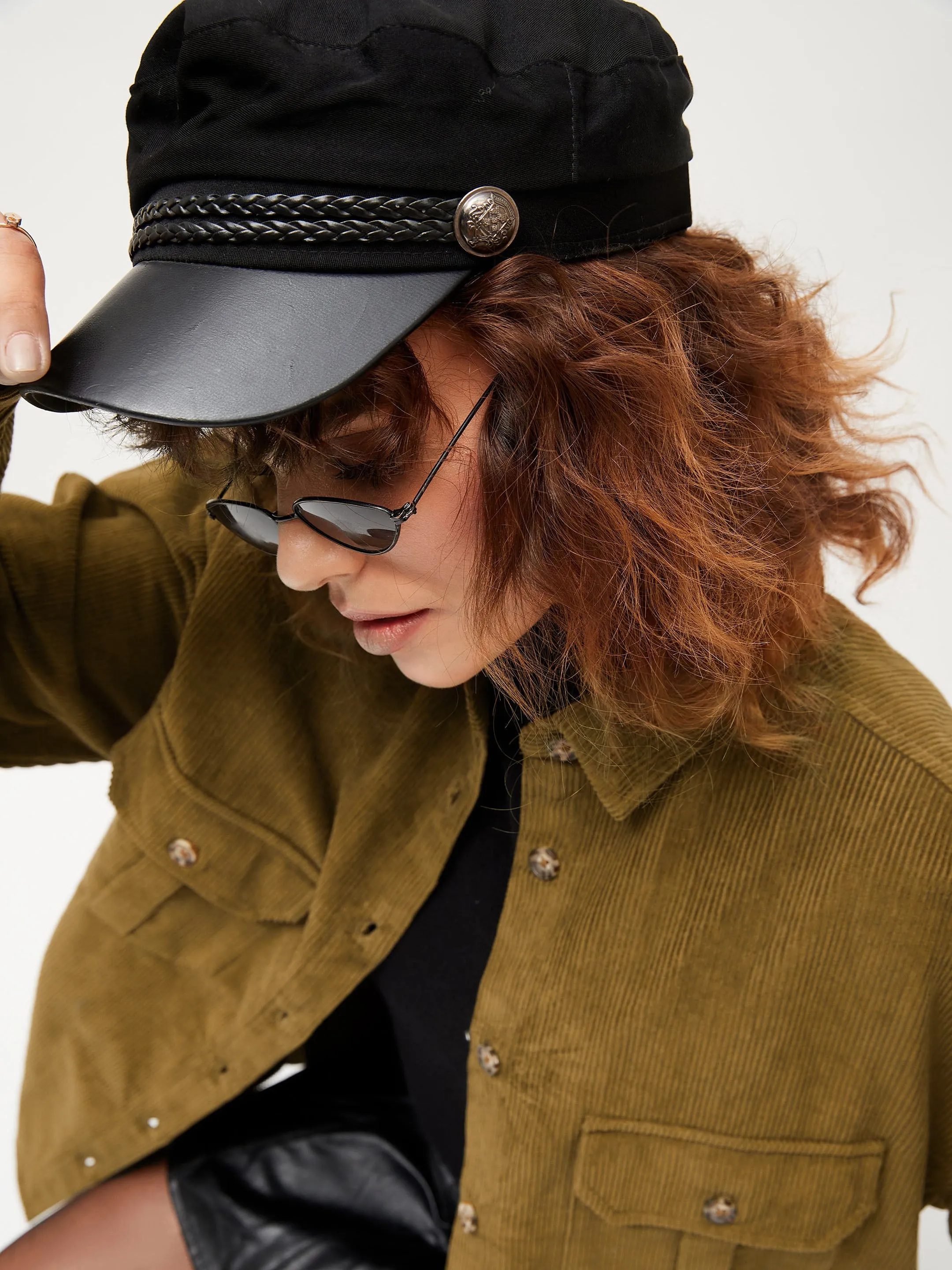 Women Brown Corduroy Oversized Shirt