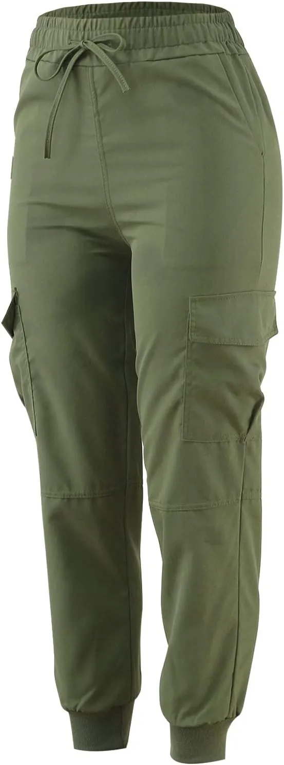 Womens Slacks Jogger Pants Trendy Slim Cargo Ankle Elastic Waistband Drawstring Pants Comfy for Streetwear Vacation