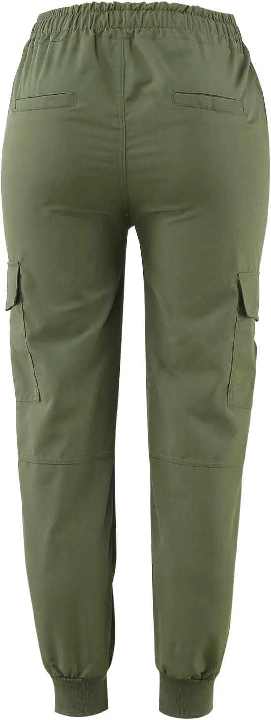 Womens Slacks Jogger Pants Trendy Slim Cargo Ankle Elastic Waistband Drawstring Pants Comfy for Streetwear Vacation