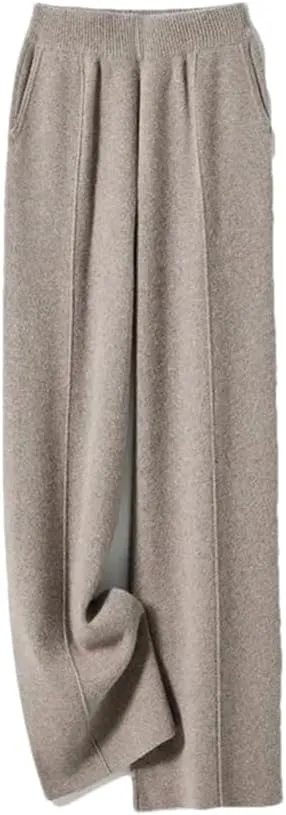 Women's Wool High Waisted Wide Leg Pants Fall Stretch Straight Leg Wide Leg Pants