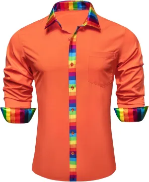 YOHOWA Mens Dress Shirts Business Button Down Long Sleeve Casual Collar Cuff Contrast Formal Shirts Wedding Party Casual Prom