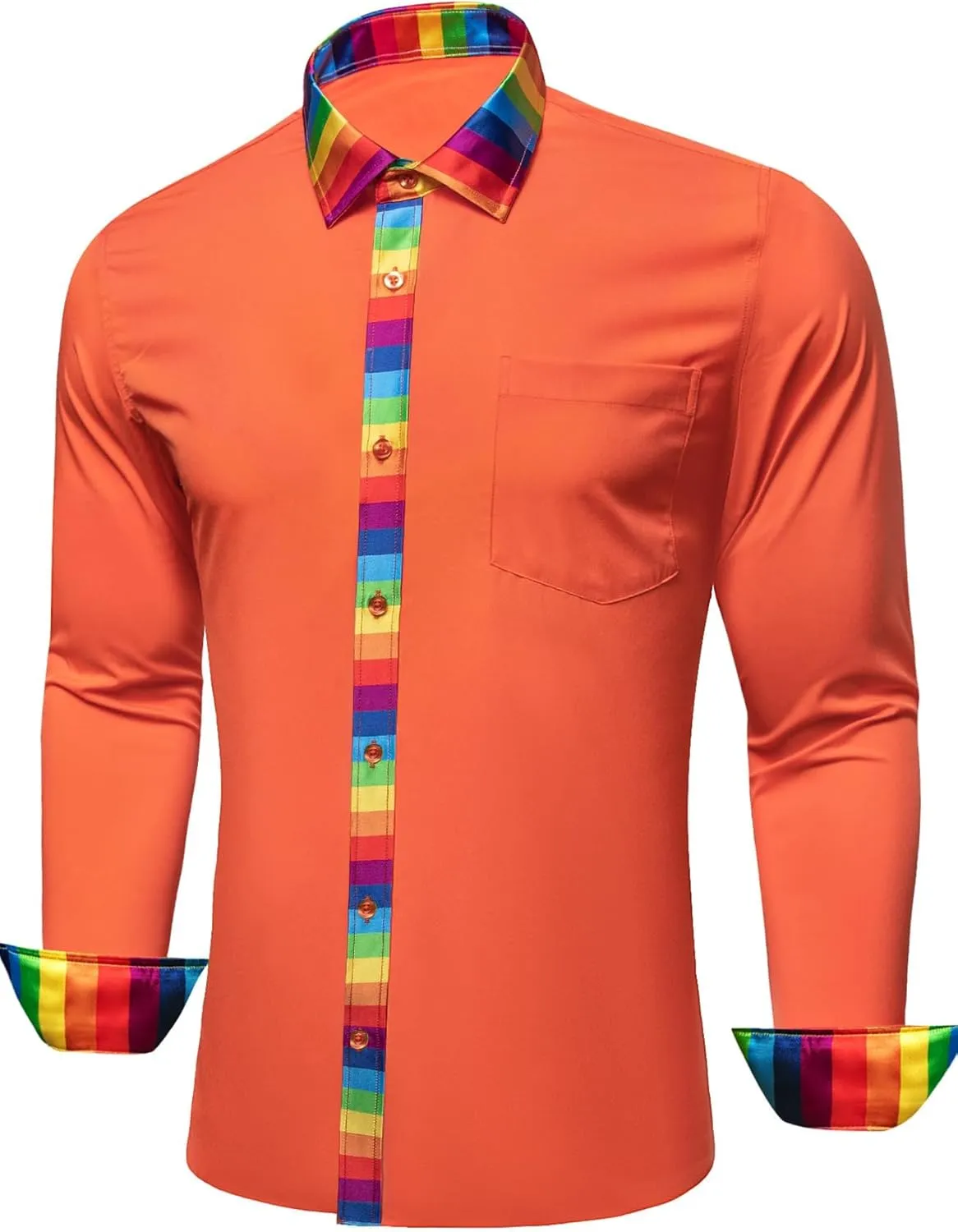 YOHOWA Mens Dress Shirts Business Button Down Long Sleeve Casual Collar Cuff Contrast Formal Shirts Wedding Party Casual Prom