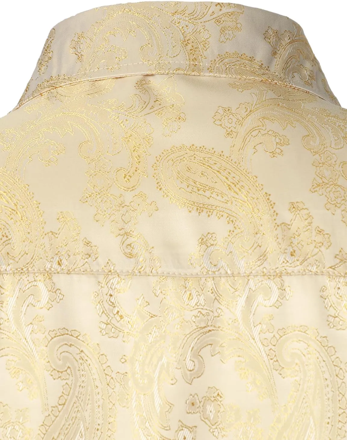 ZEROYAA Men's Paisley Jacquard Slim Fit Long Sleeve Button Up Dress Shirt for Party Prom