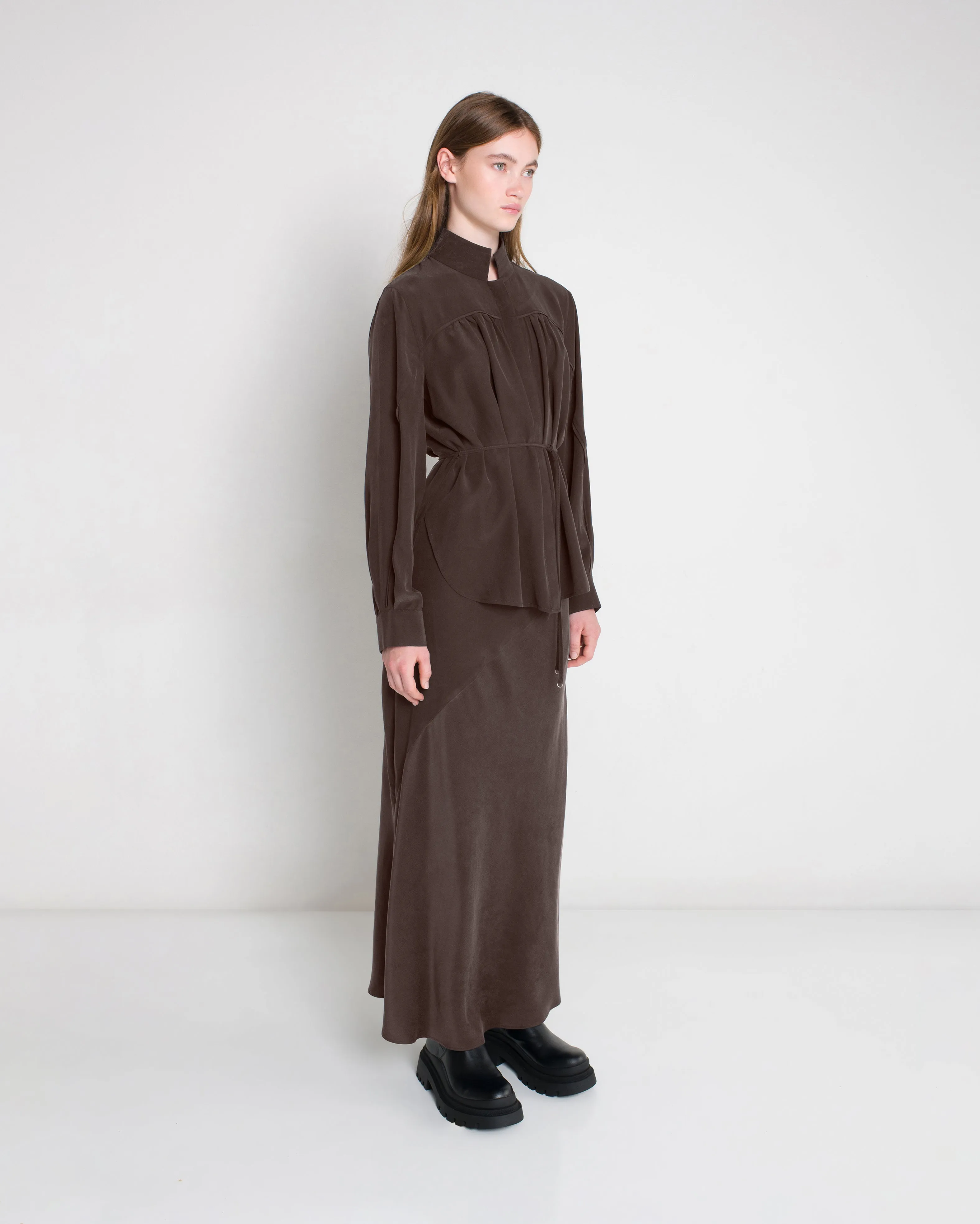 Ziba Silk Shirt - Chocolate