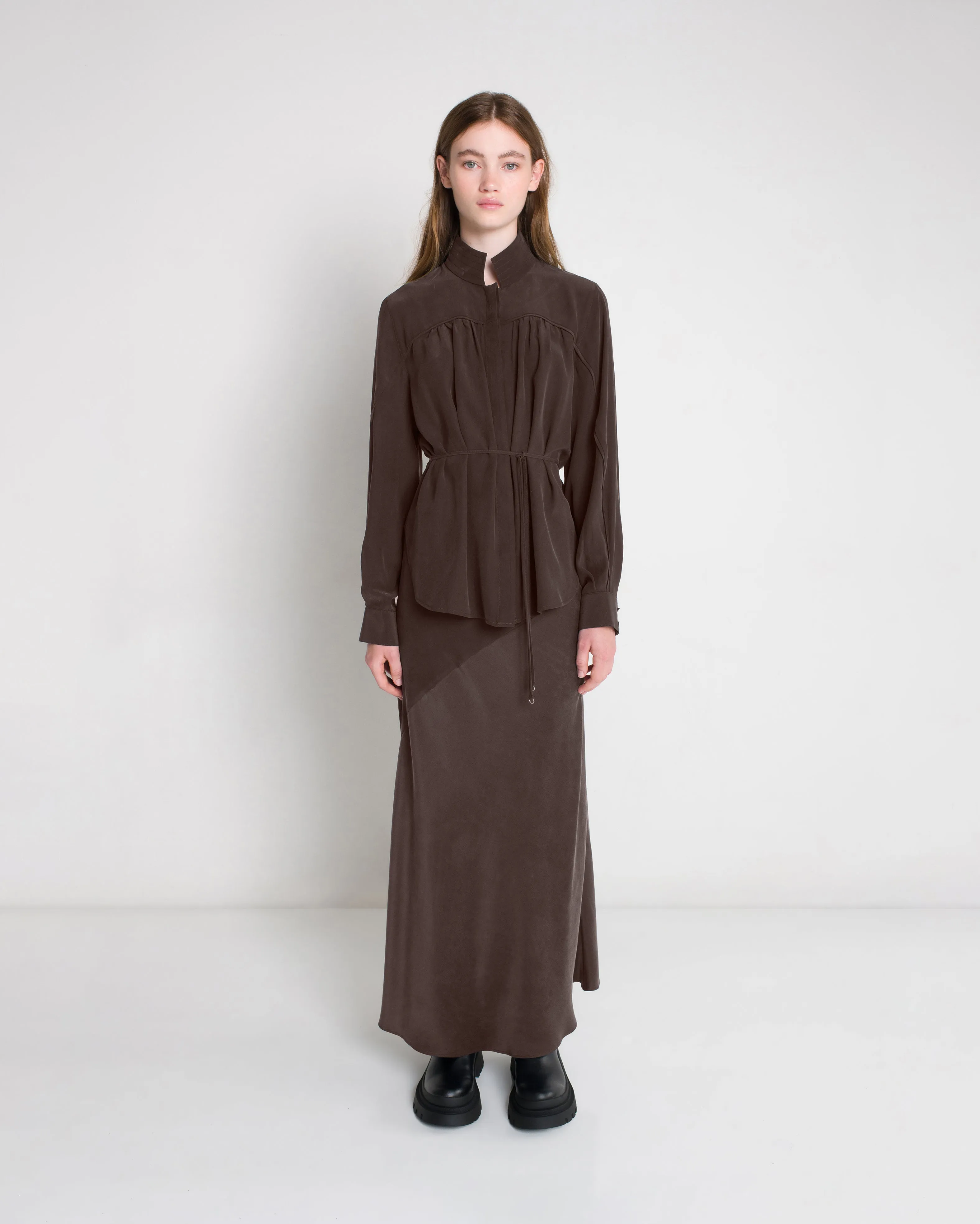 Ziba Silk Shirt - Chocolate