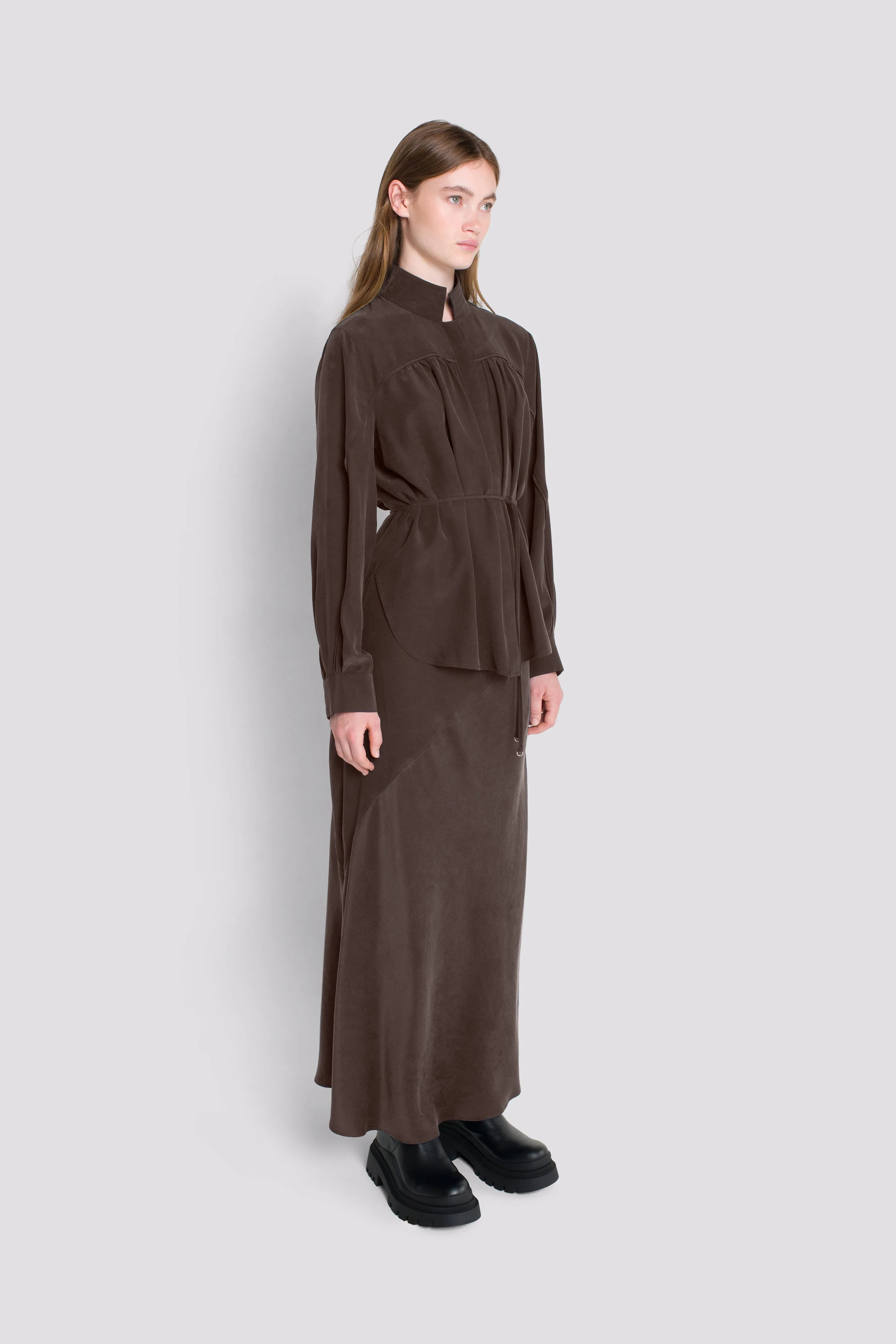 Ziba Silk Shirt - Chocolate