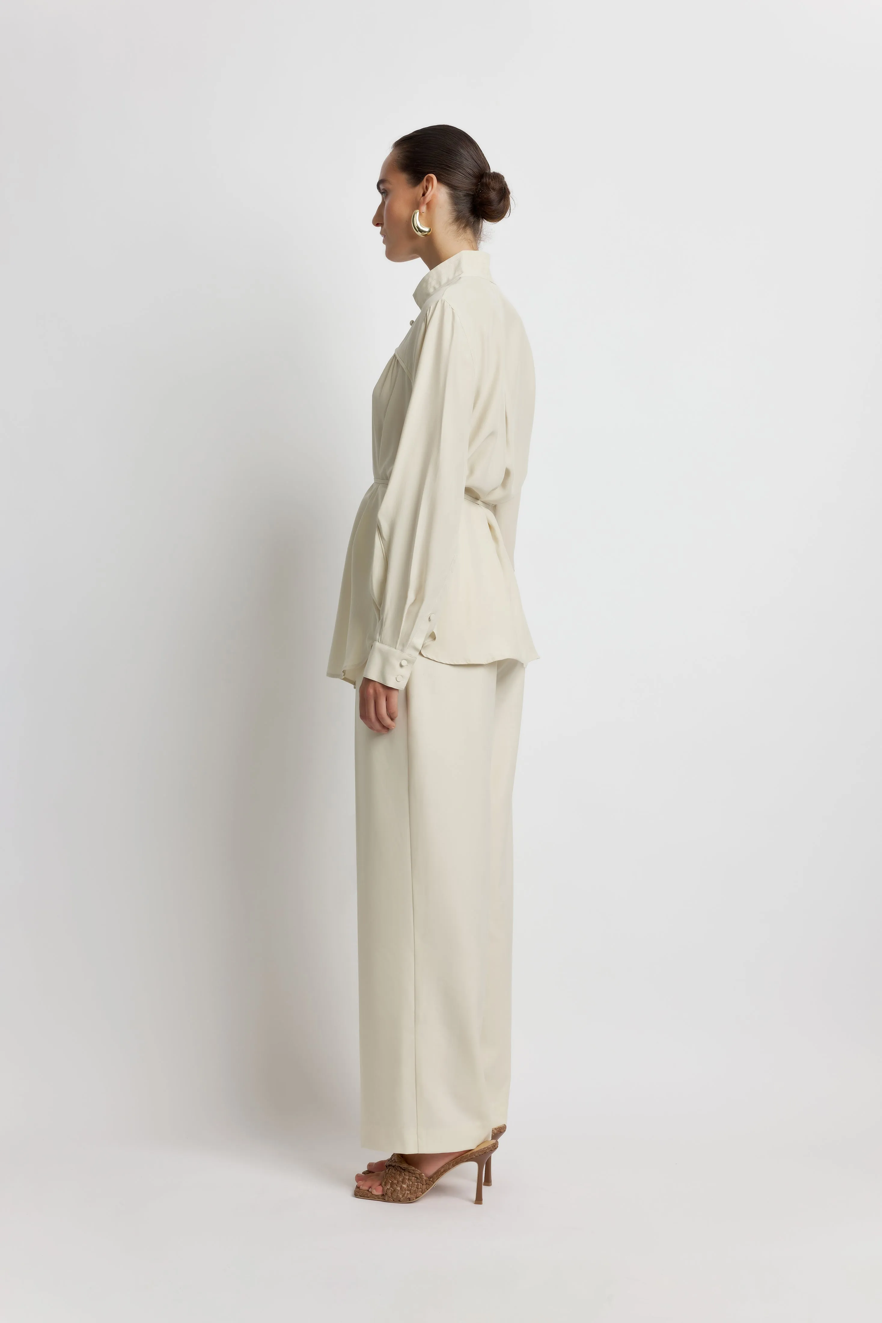 Ziba Premium Silk Shirt in Tofu Color