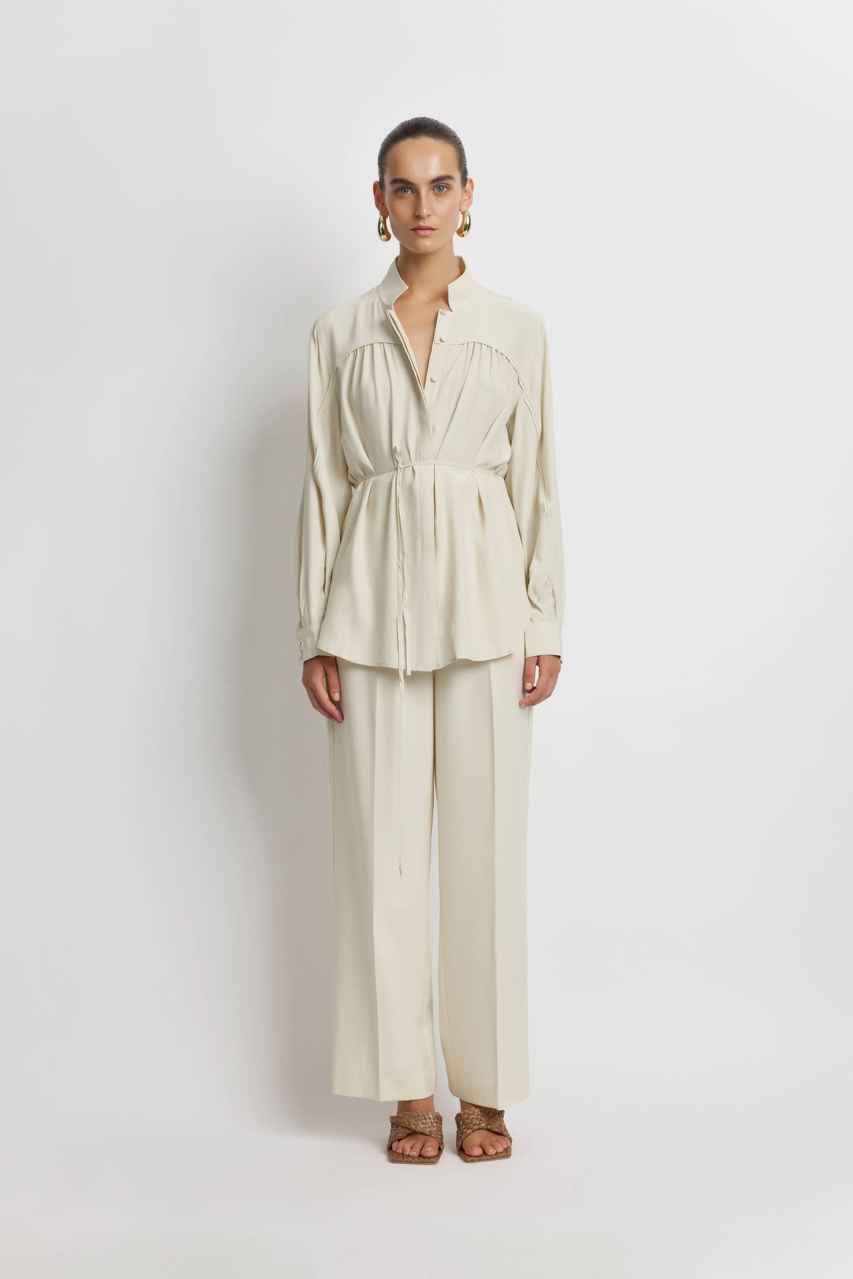 Ziba Premium Silk Shirt in Tofu Color