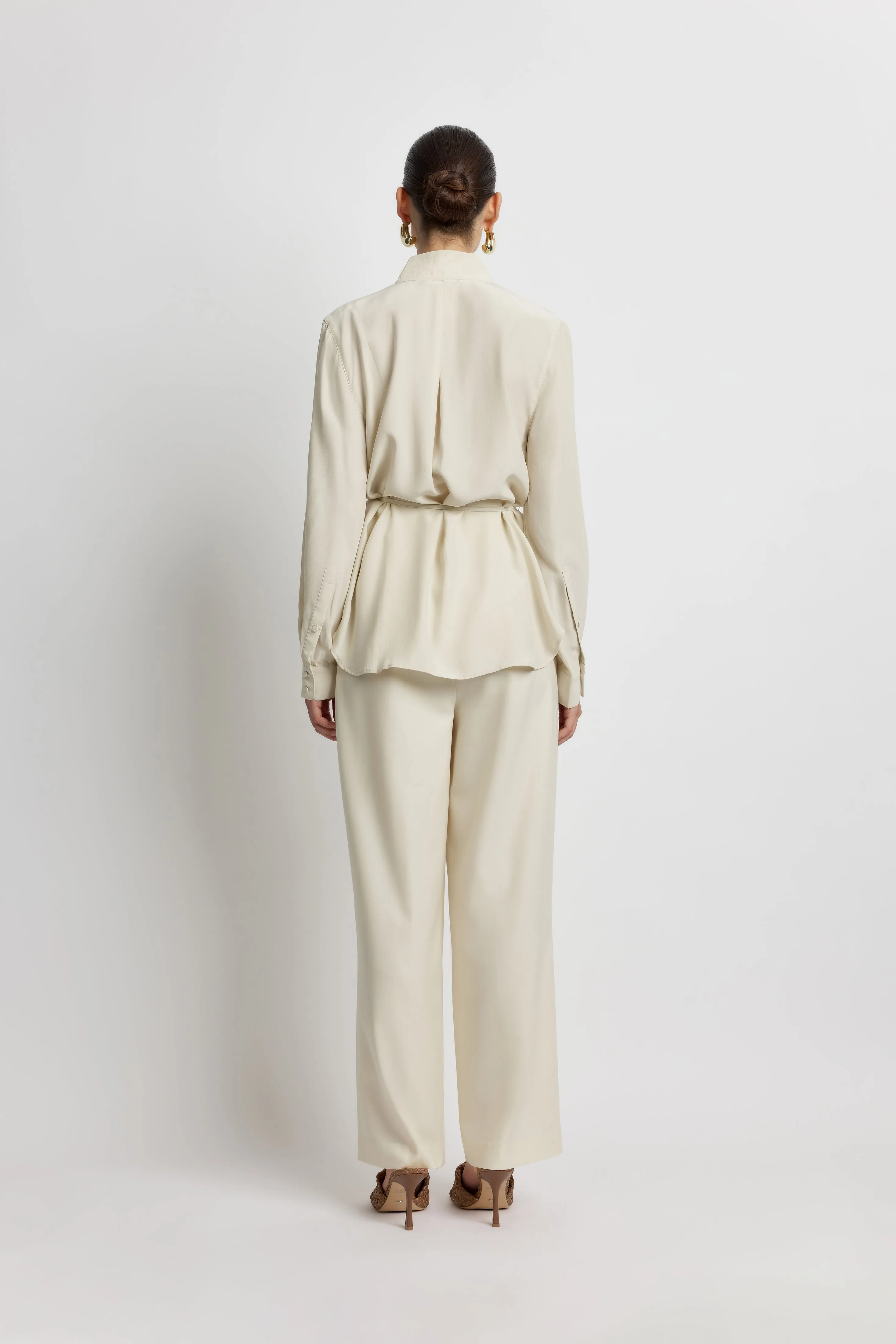 Ziba Premium Silk Shirt in Tofu Color